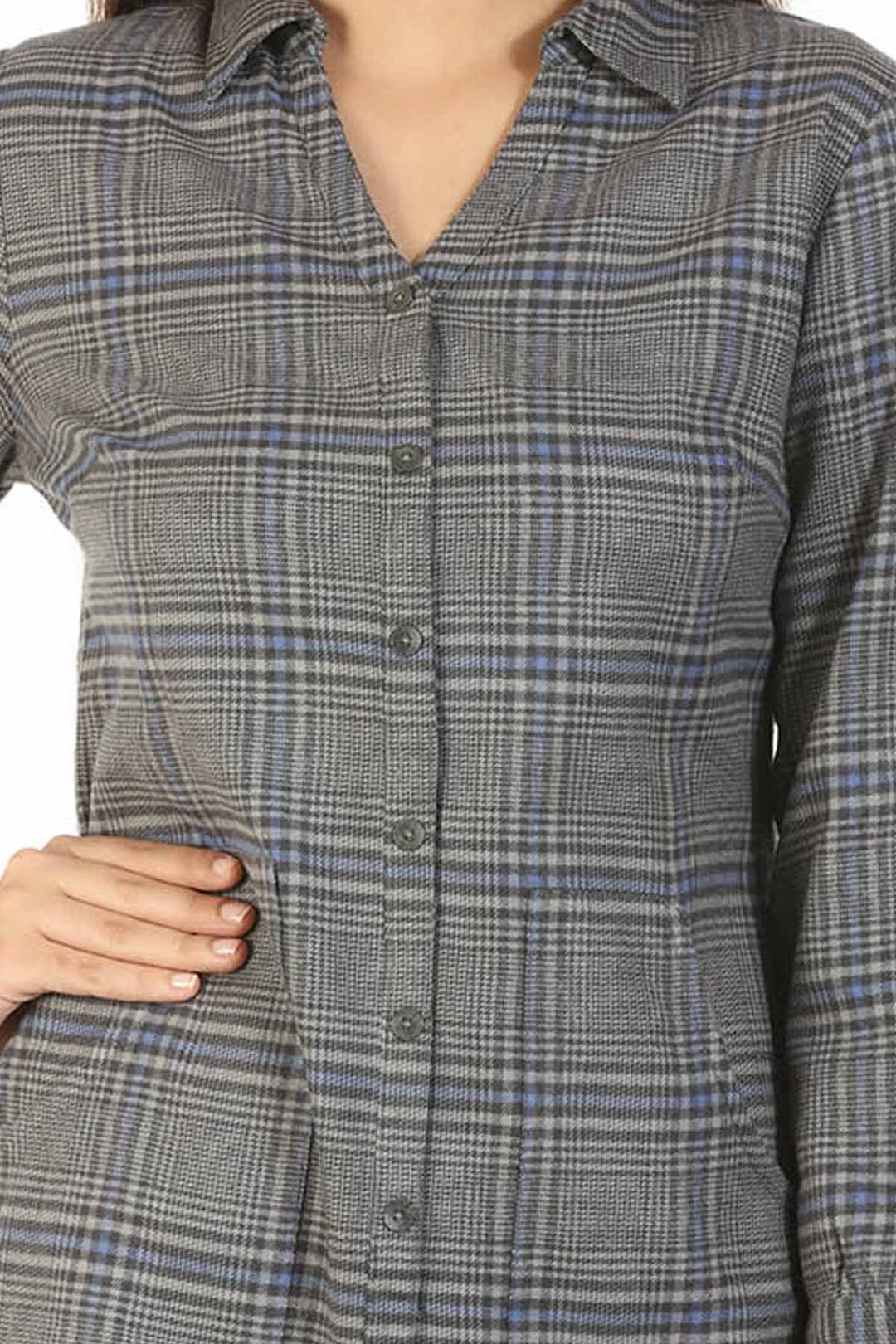 Grey Check Collared Shirt