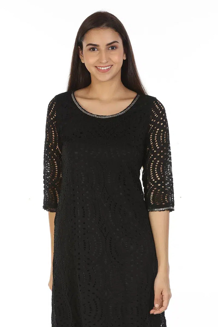 Black Lace A-Line Dress