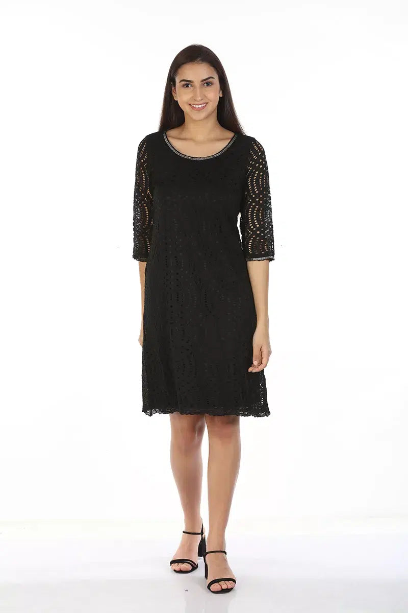 Black Lace A-Line Dress