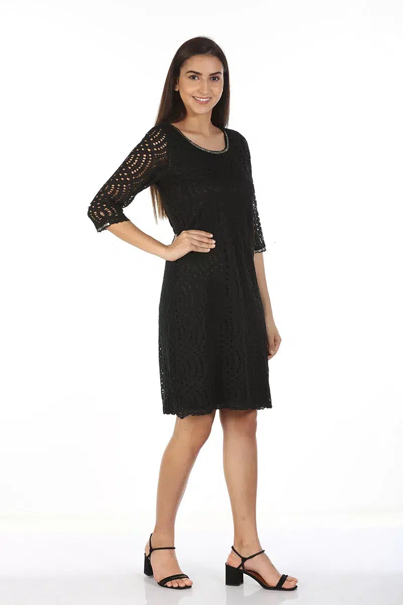Black Lace A-Line Dress