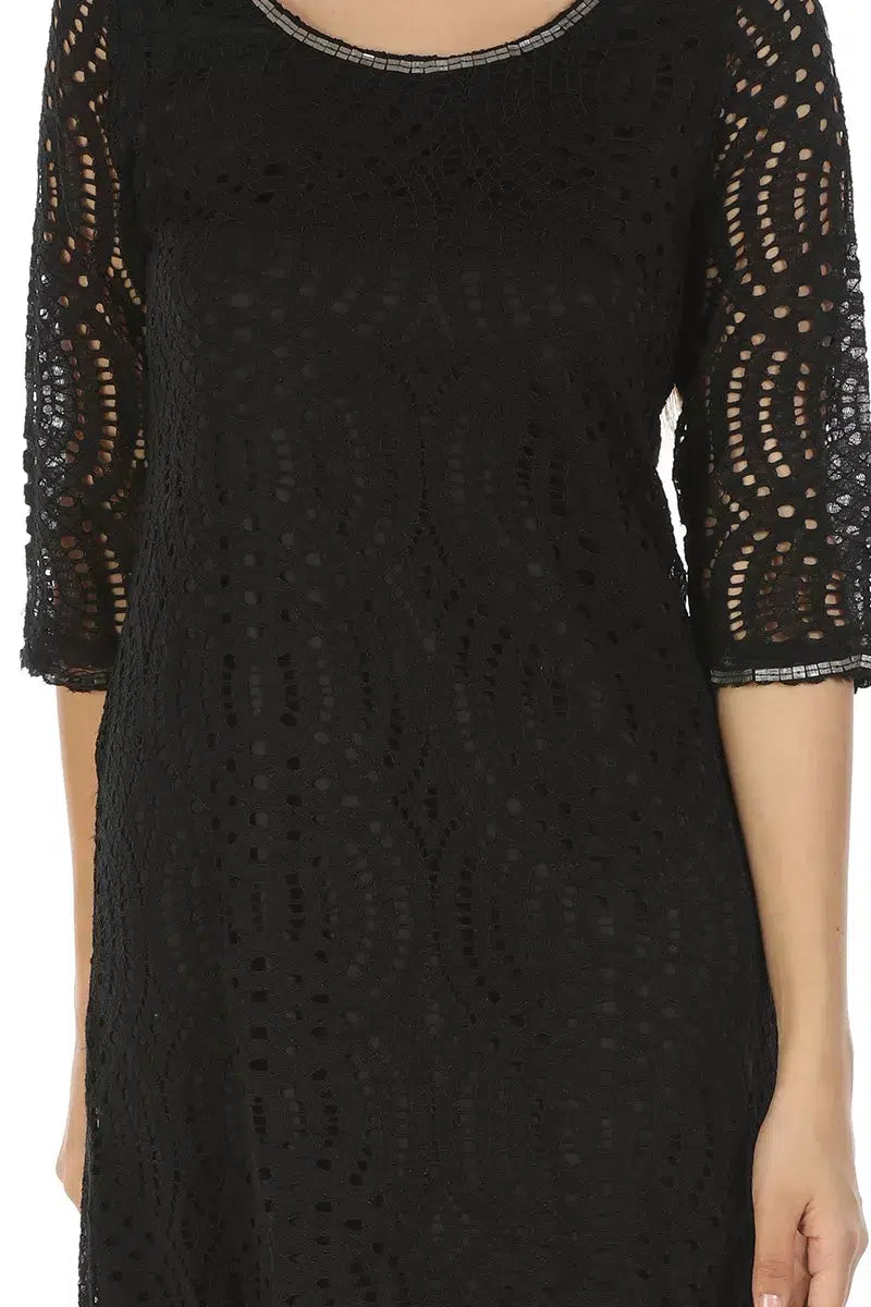Black Lace A-Line Dress