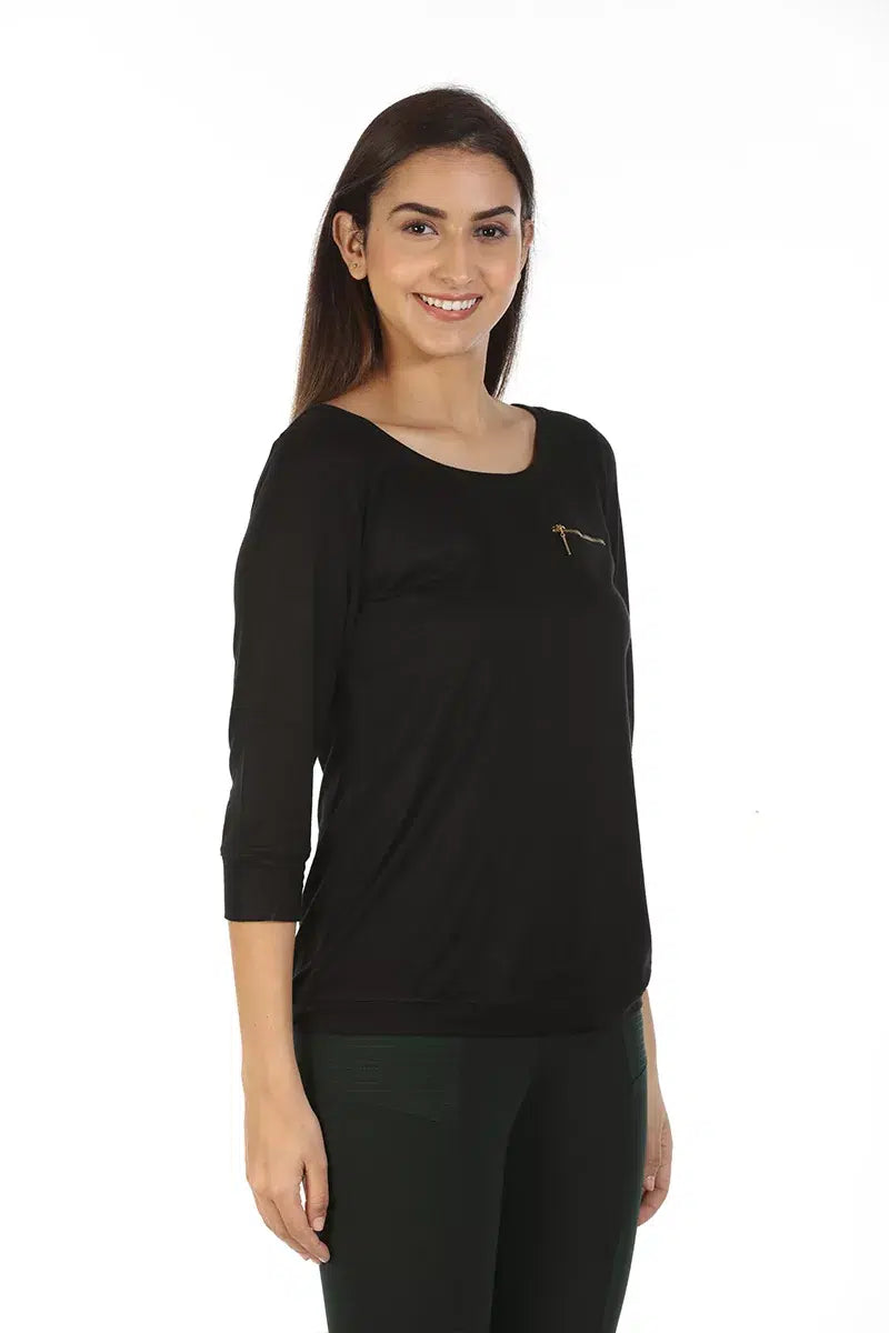 Black Solid T-Shirt Top