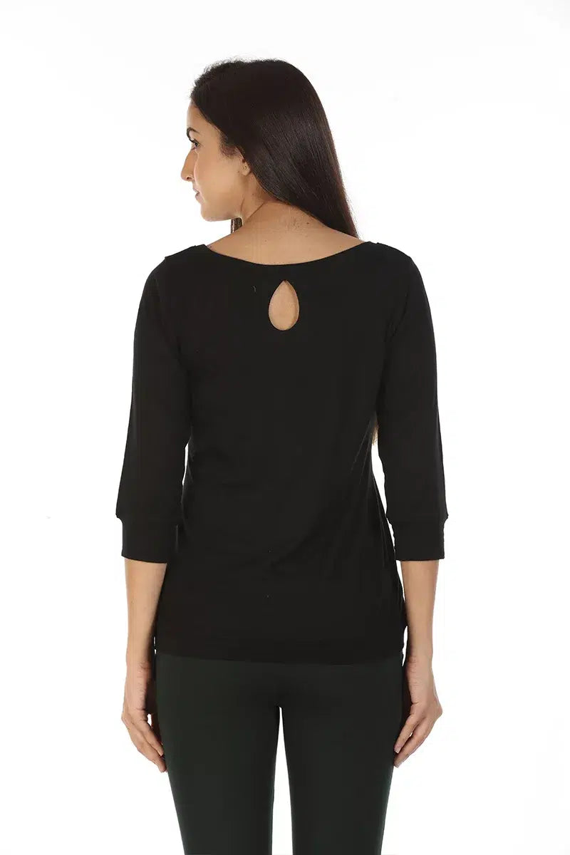 Black Solid T-Shirt Top
