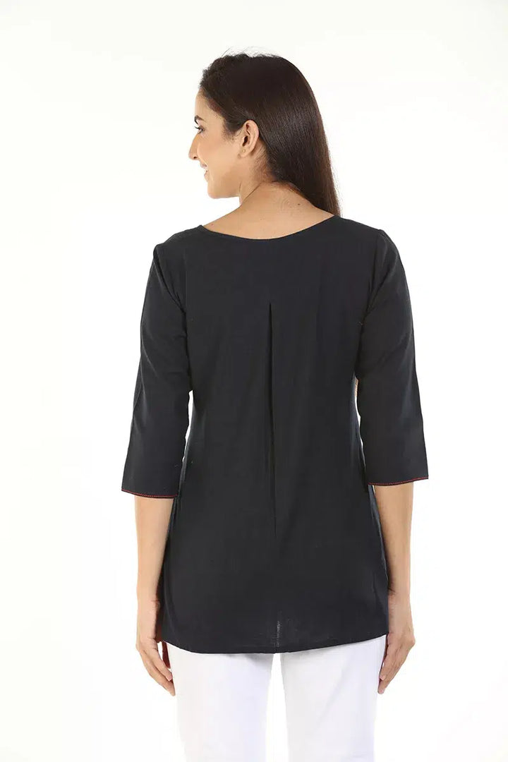 Dark Grey Embriodered Casual Top