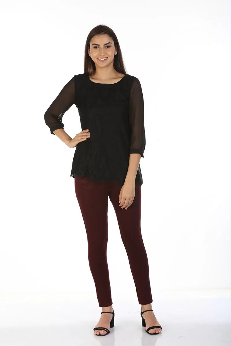 Black Lace Casual Top