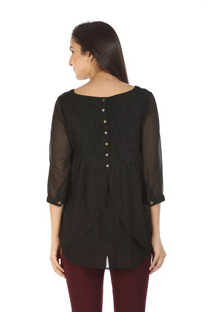 Black Lace Casual Top