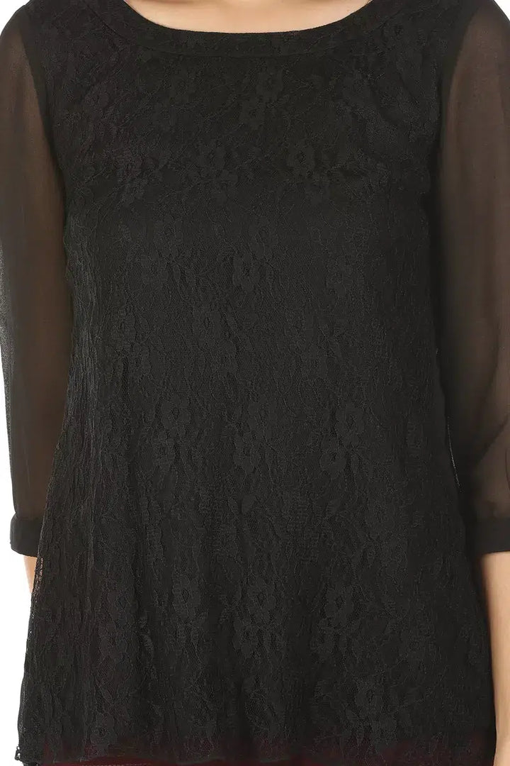 Black Lace Casual Top
