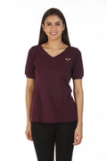Purple Solid V-Neck Cotton Jersey