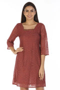 Red Lace Dress with Square Neck (Chantilly Lace)