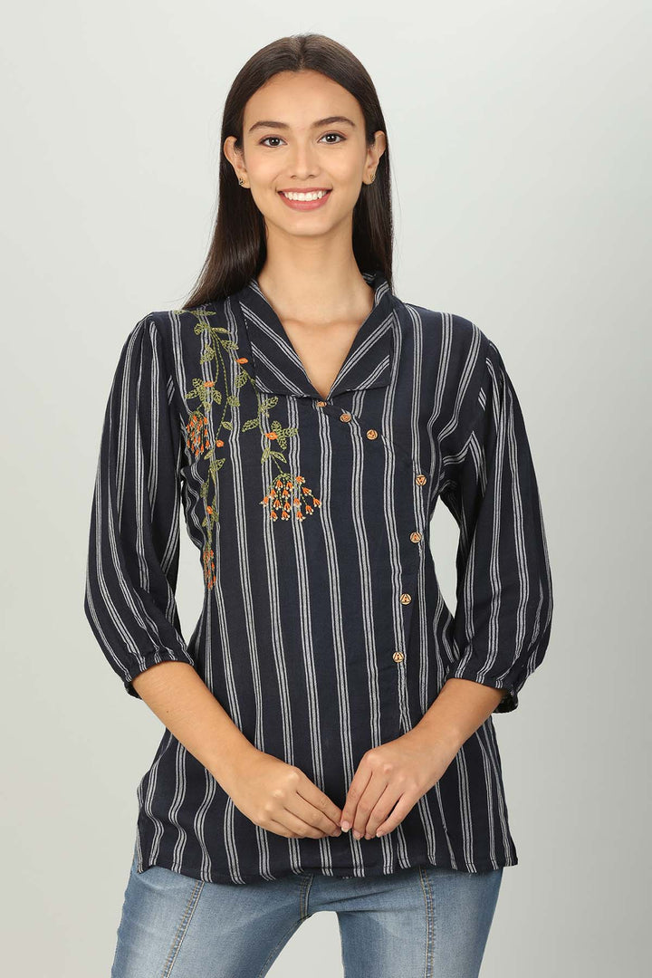 Blue collar stripe Shirt