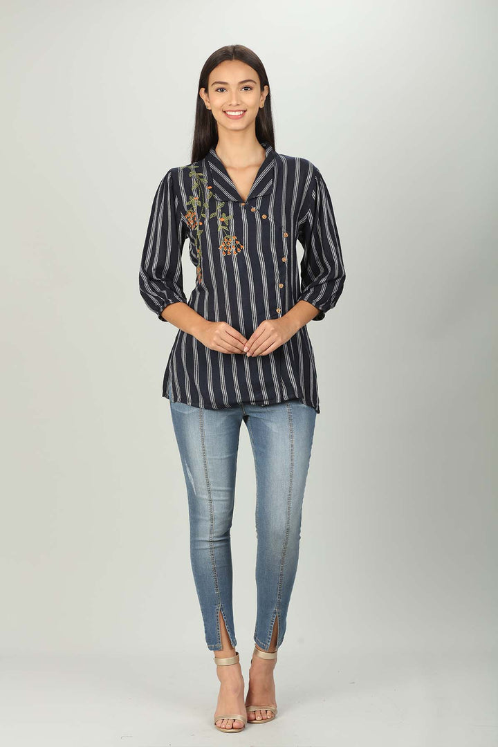 Blue collar stripe Shirt