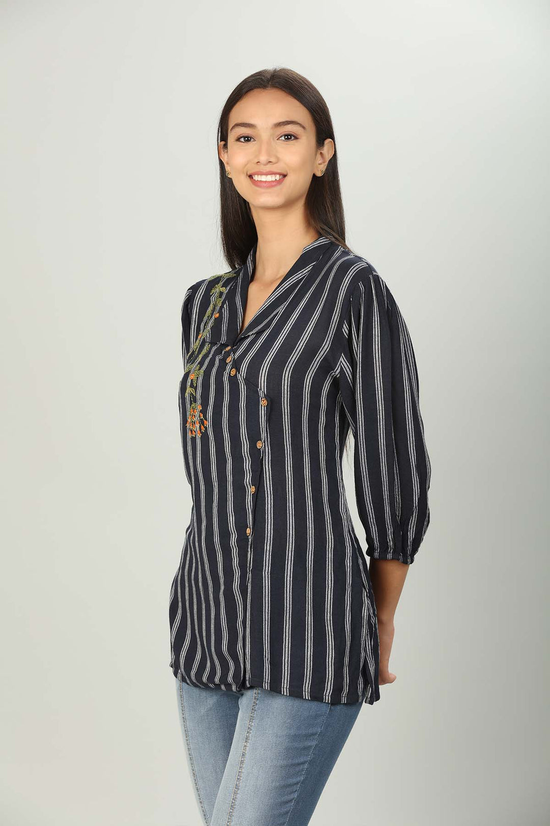 Blue collar stripe Shirt