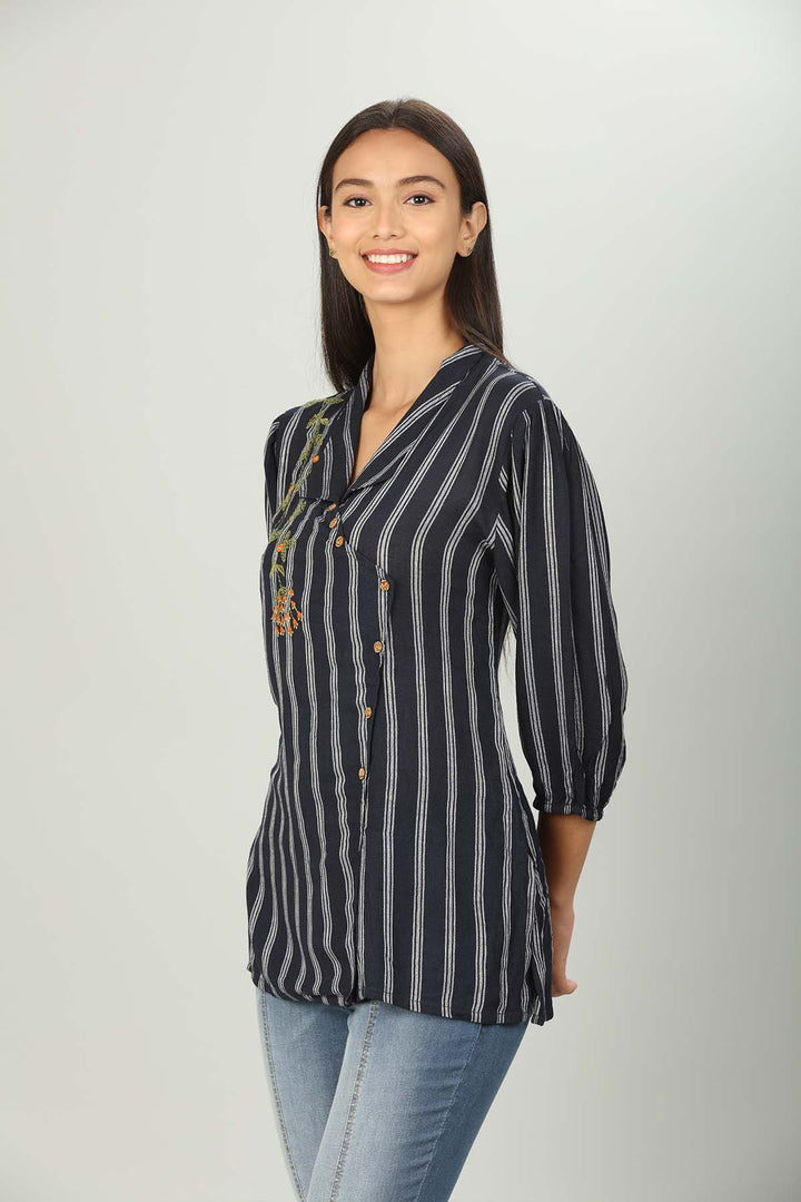 Blue collar stripe Shirt