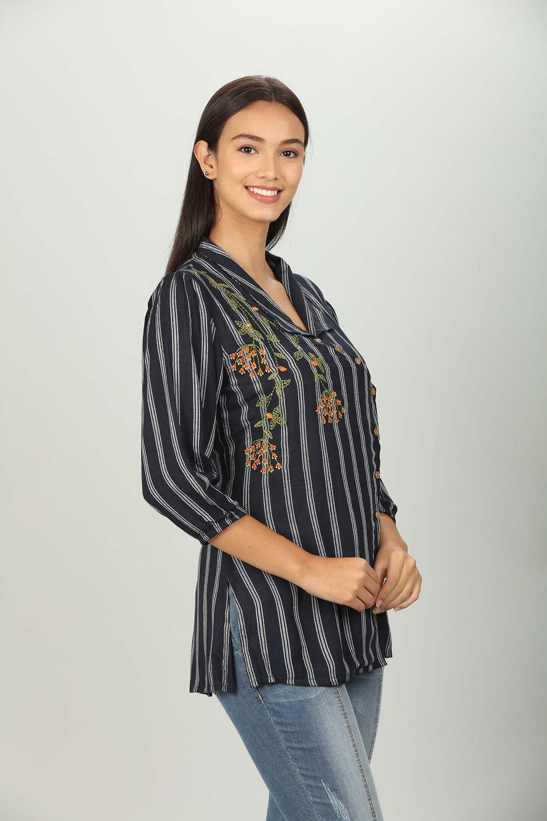 Blue collar stripe Shirt