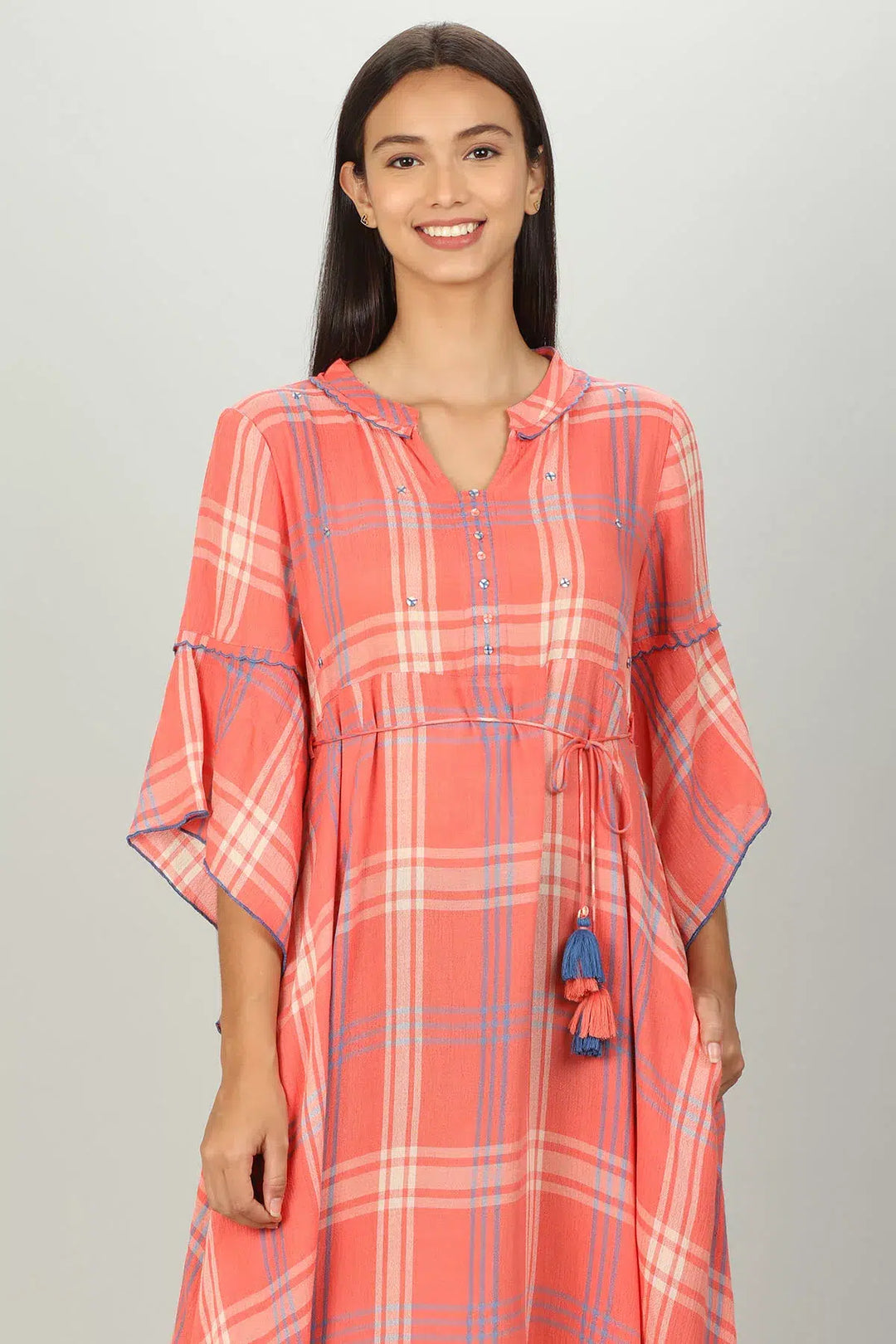 Pink Mandarin Neck High-Low Dress