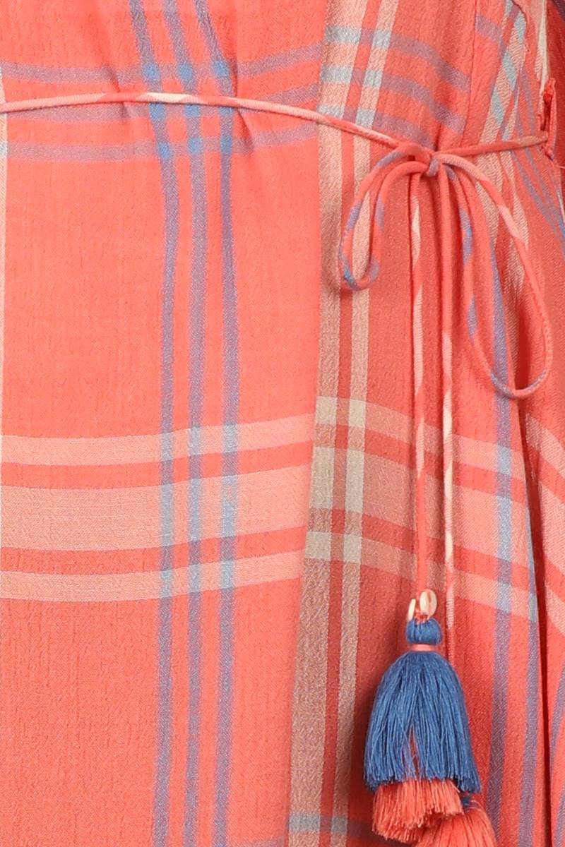 Pink Mandarin Neck High-Low Dress