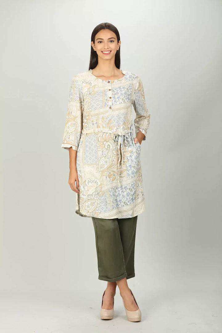 Floral Print Cream Tunic