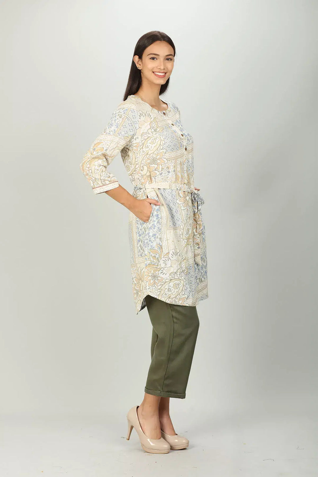 Floral Print Cream Tunic