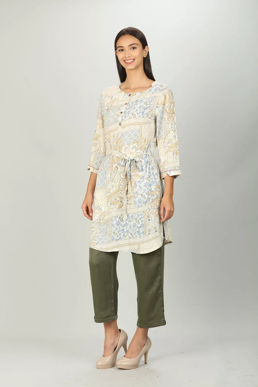 Floral Print Cream Tunic