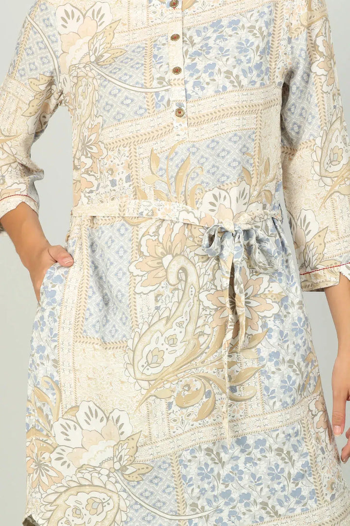 Floral Print Cream Tunic