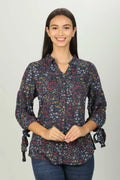 Dark Blue Floral print Collar Regular Shirt