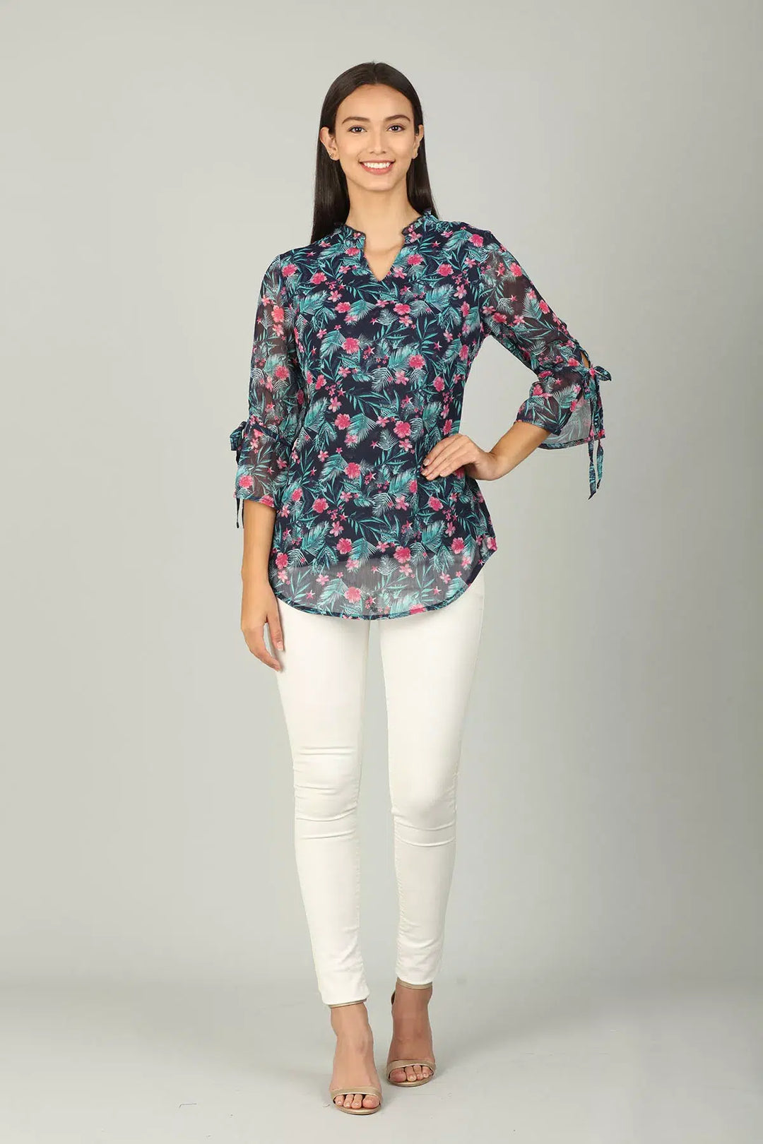 Blue Georgette printed Top