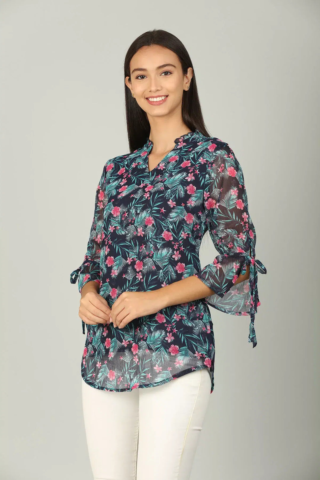 Blue Georgette printed Top