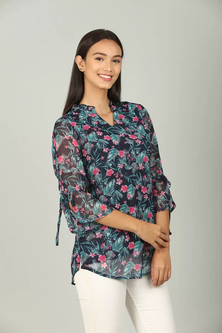 Blue Georgette printed Top