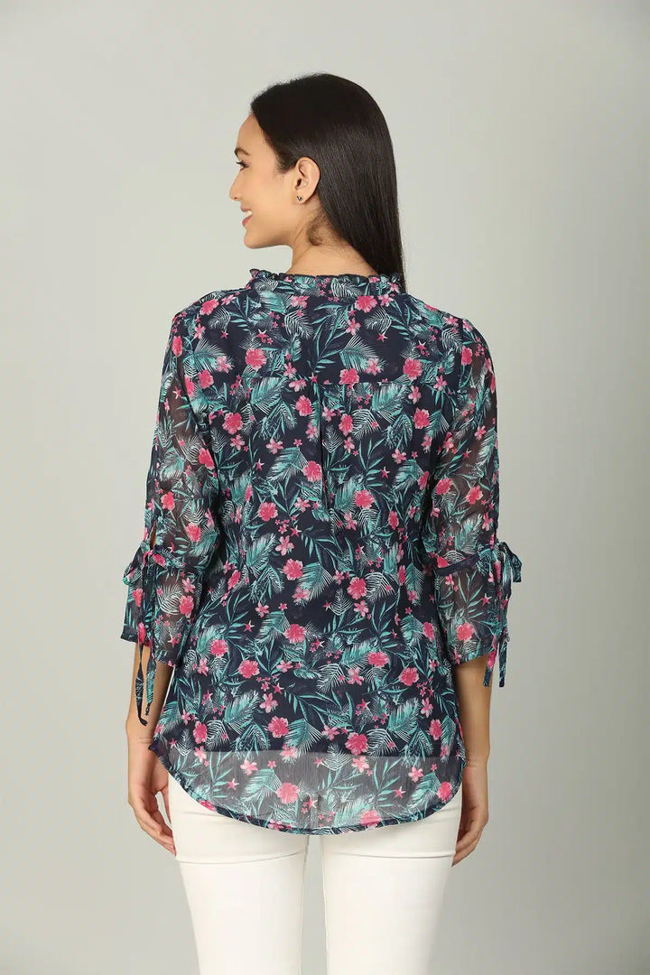 Blue Georgette printed Top