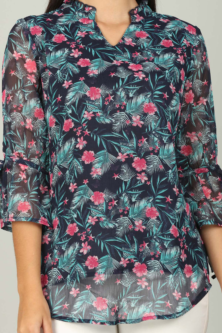 Blue Georgette printed Top