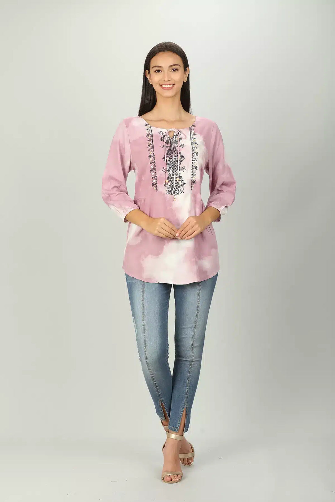 Light Pink String Tie Regular Top
