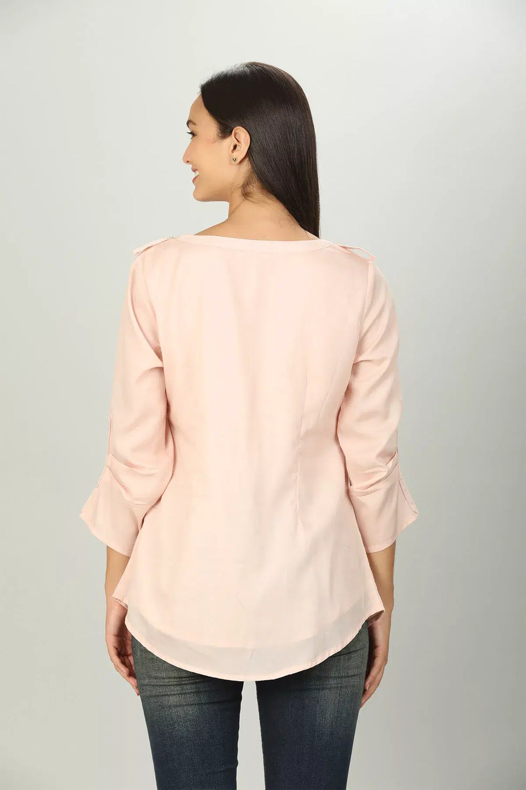 Pink solid round neck Shirt