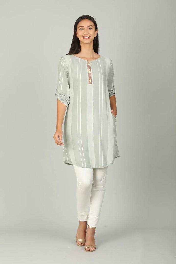 Light Grey embellished Stripe Tunic