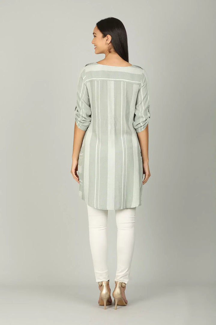 Light Grey embellished Stripe Tunic