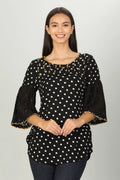 Black Polka Dot Print Top
