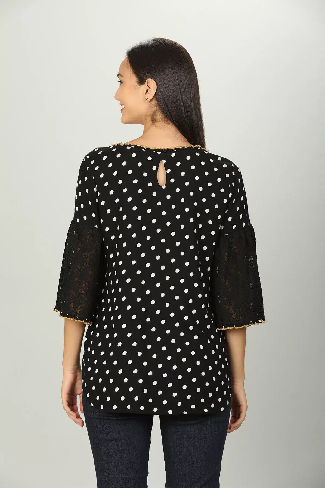 Black Polka Dot Print Top