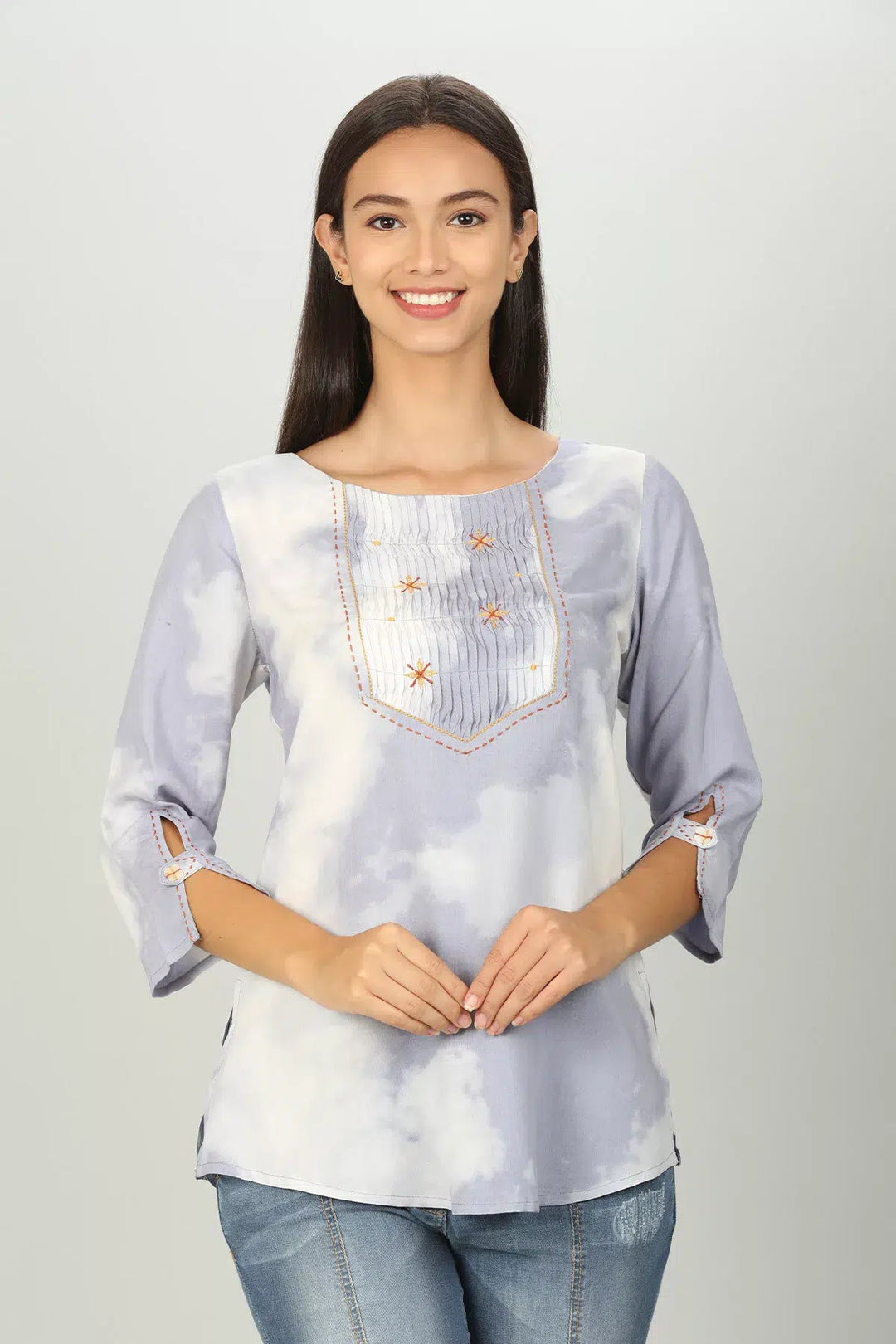 Blue Tie &amp; Die print Top