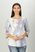 Blue Tie & Die print Top