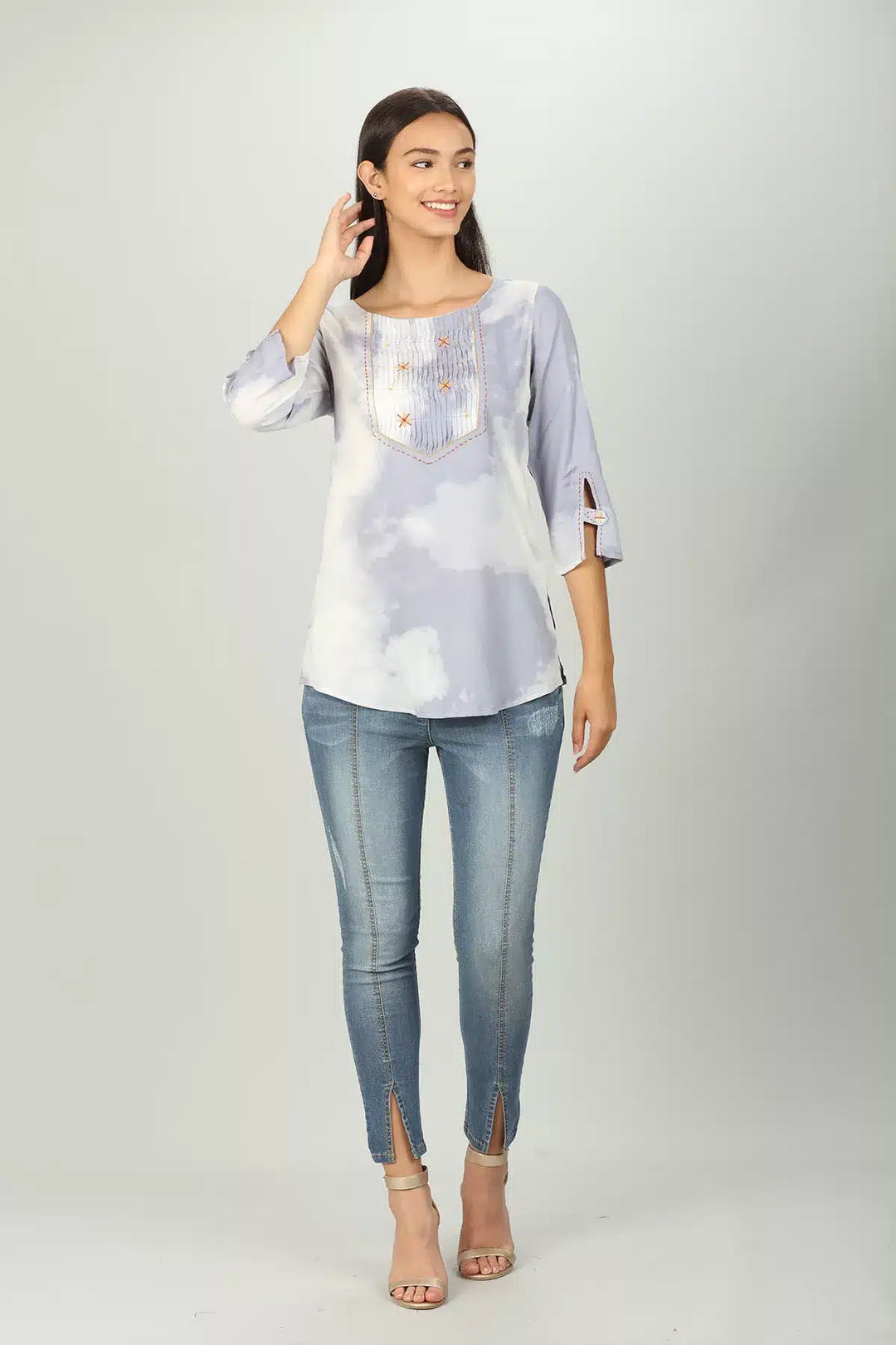 Blue Tie &amp; Die print Top
