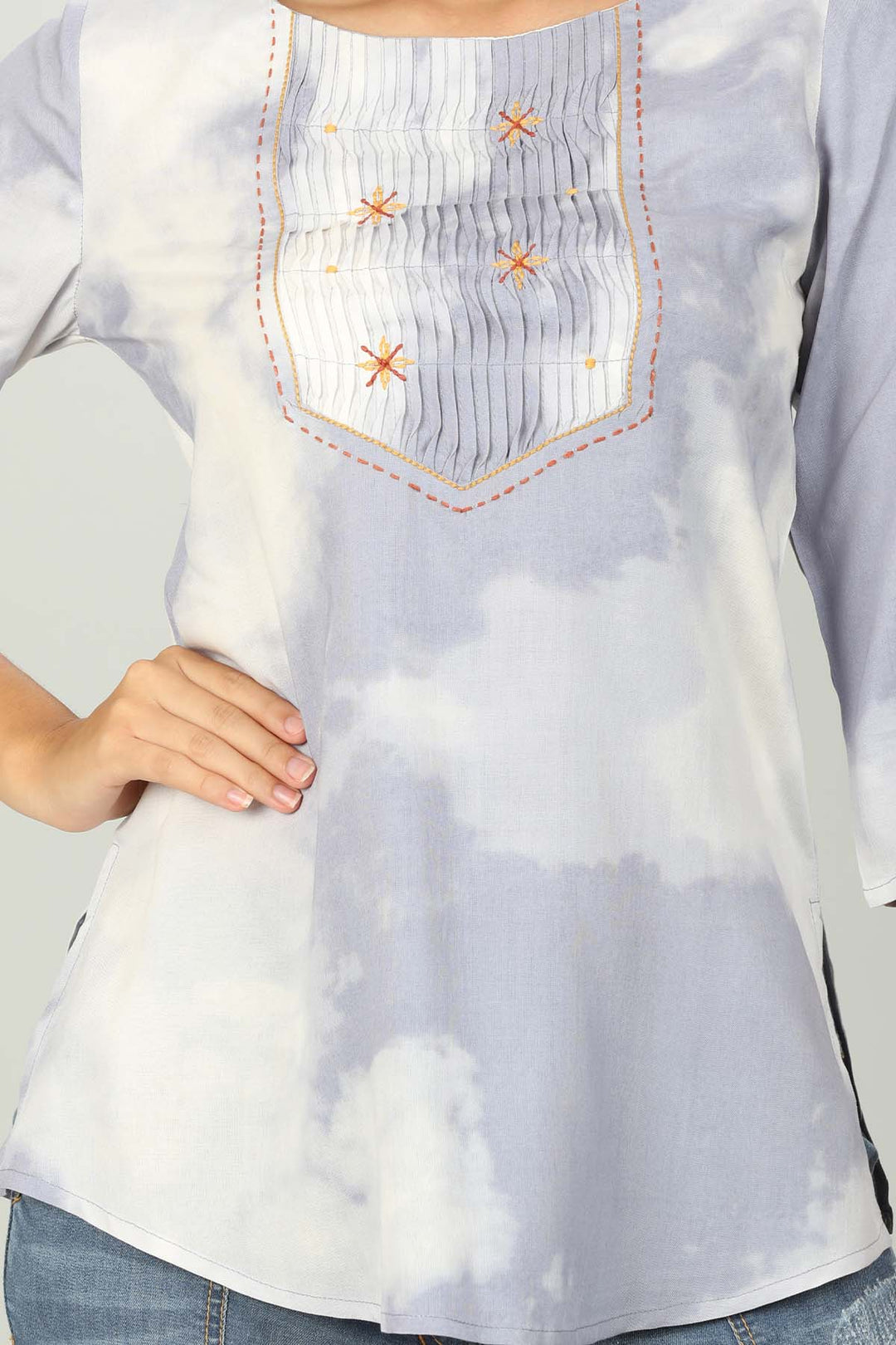 Blue Tie &amp; Die print Top