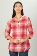 Red cotton Check Top