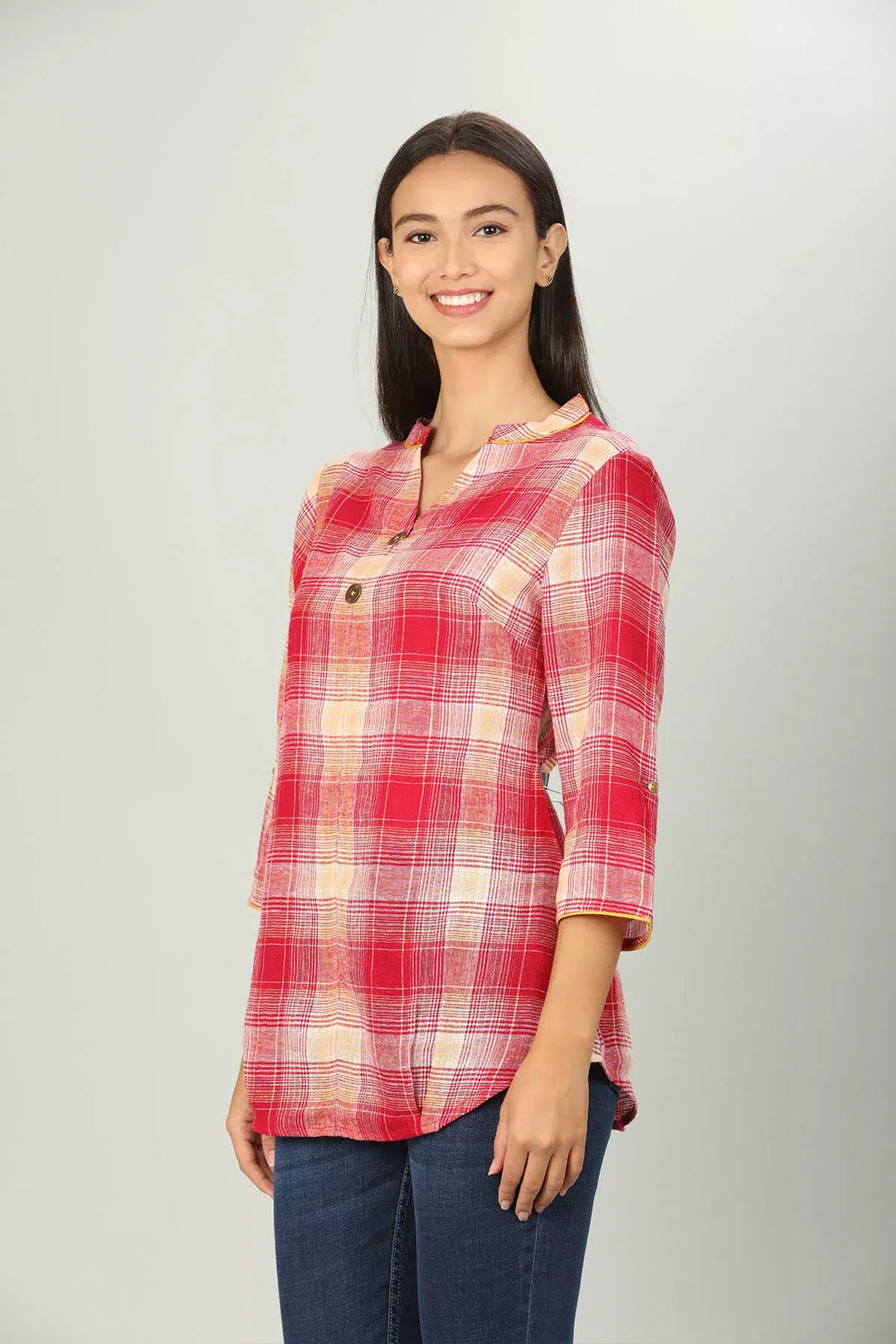 Red cotton Check Top