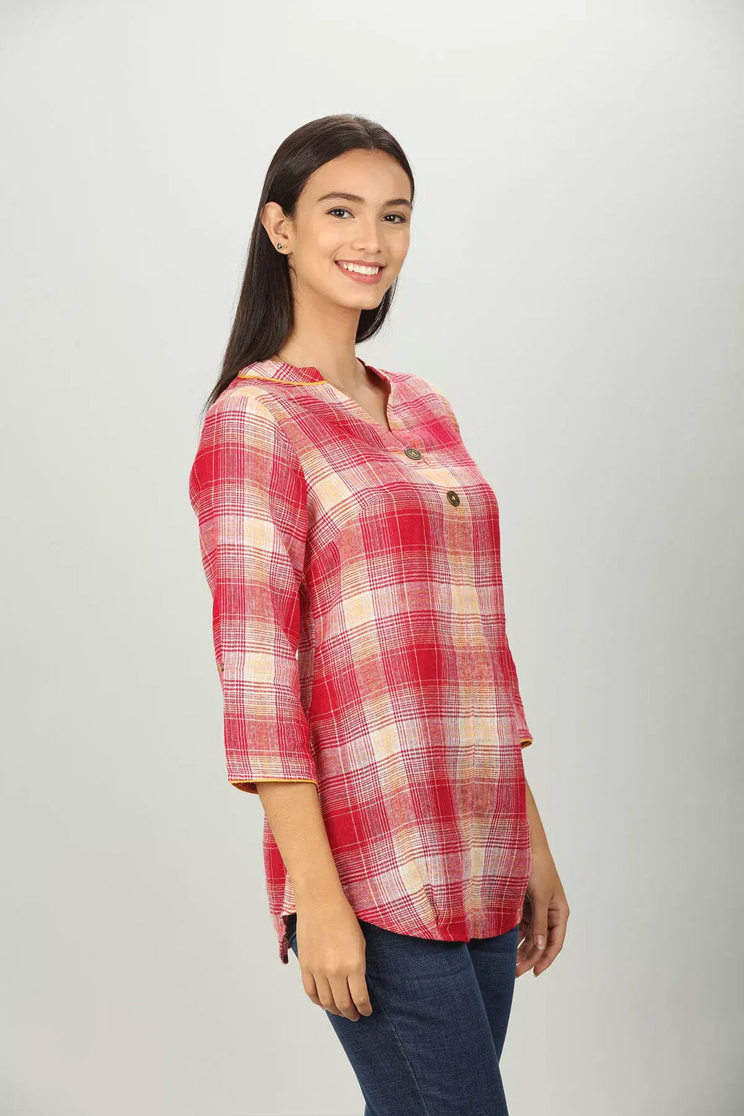 Red cotton Check Top