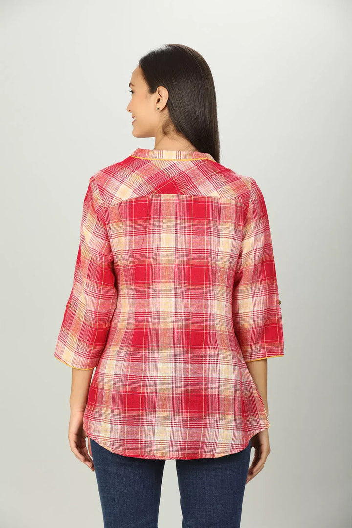 Red cotton Check Top