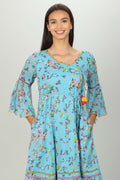 Blue Floral Print Dress