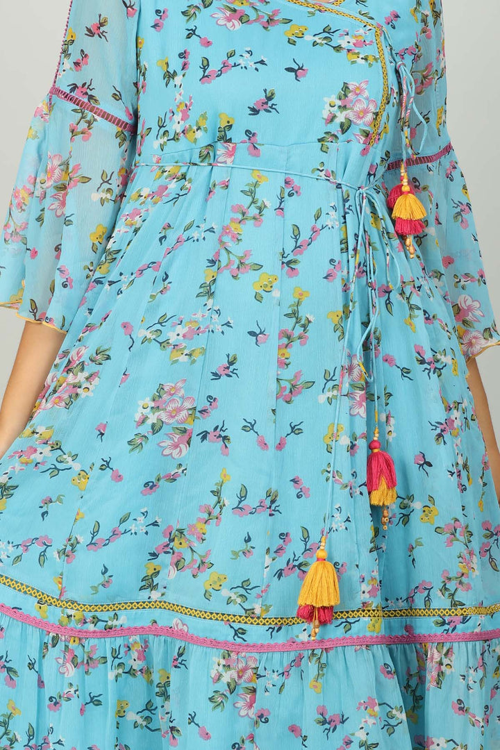 Blue Floral Print Dress