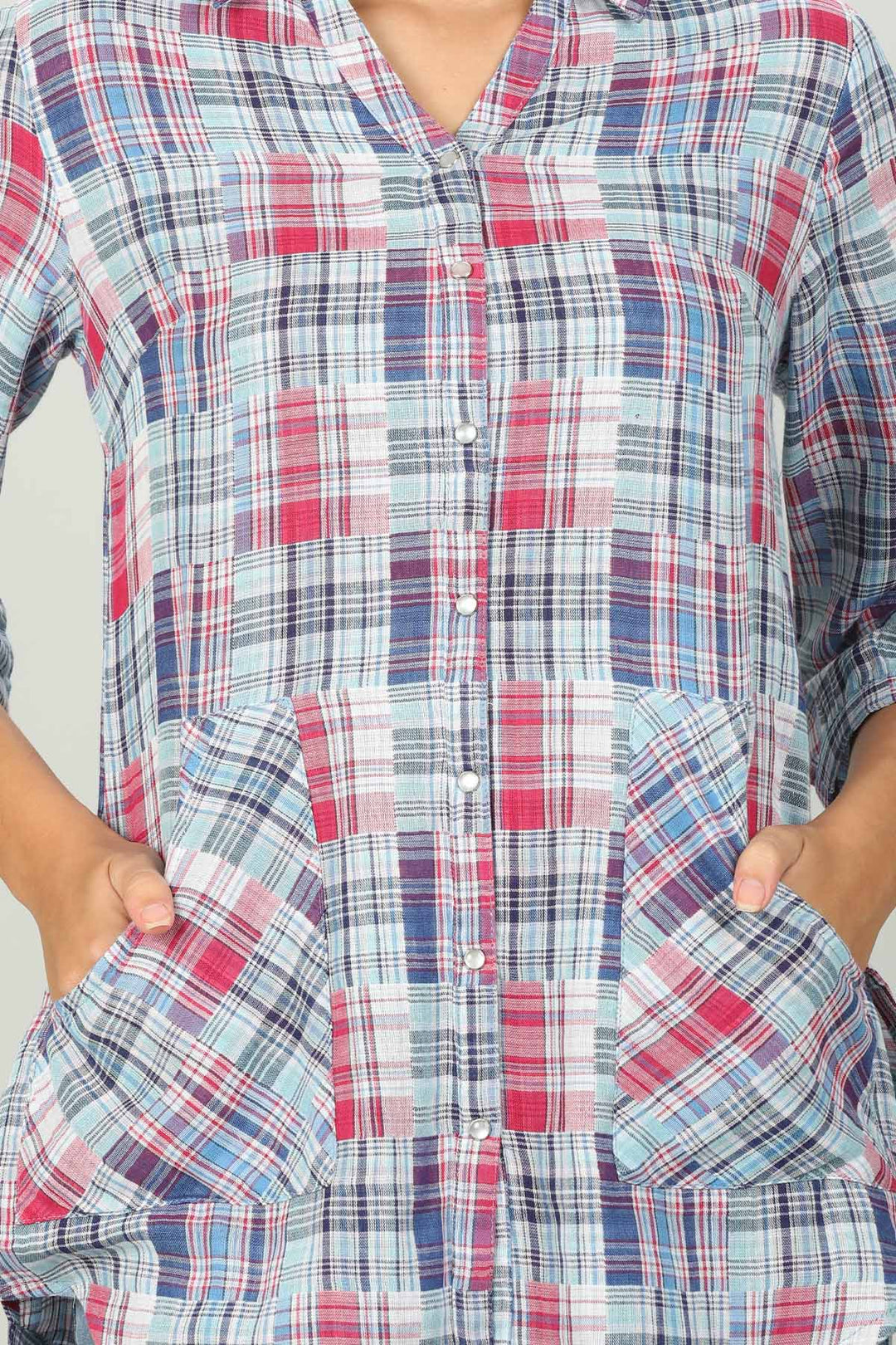 Blue Check Shirt  with collar Neck