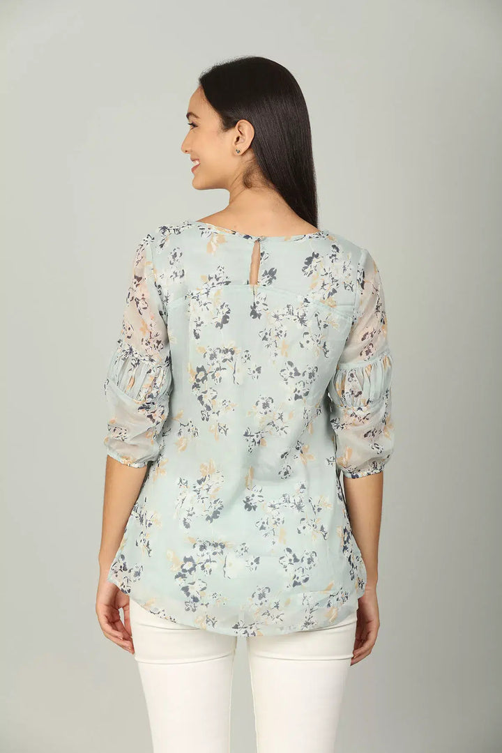 Grey Floral print layered Top