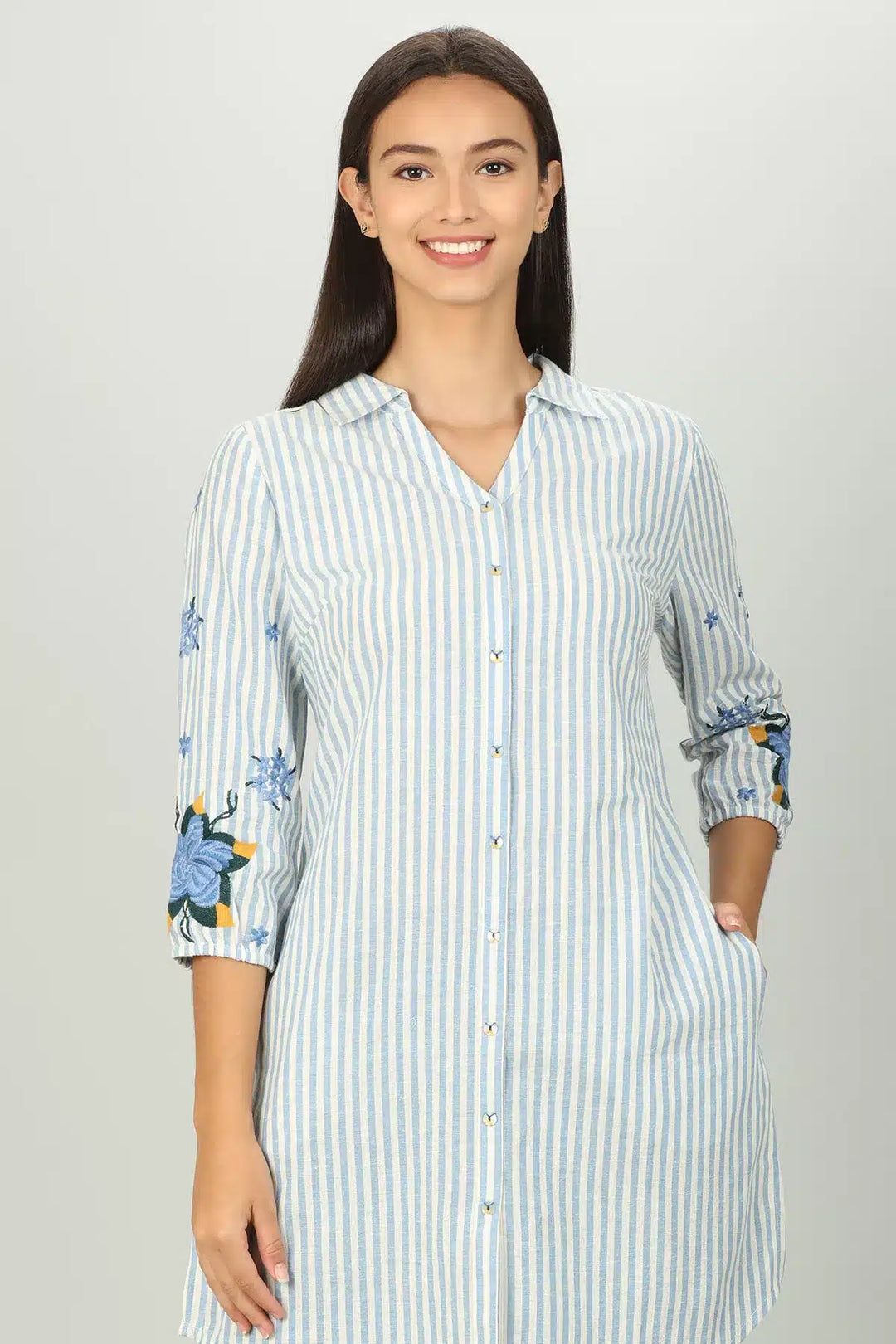 Blue and White Stripe Shirt