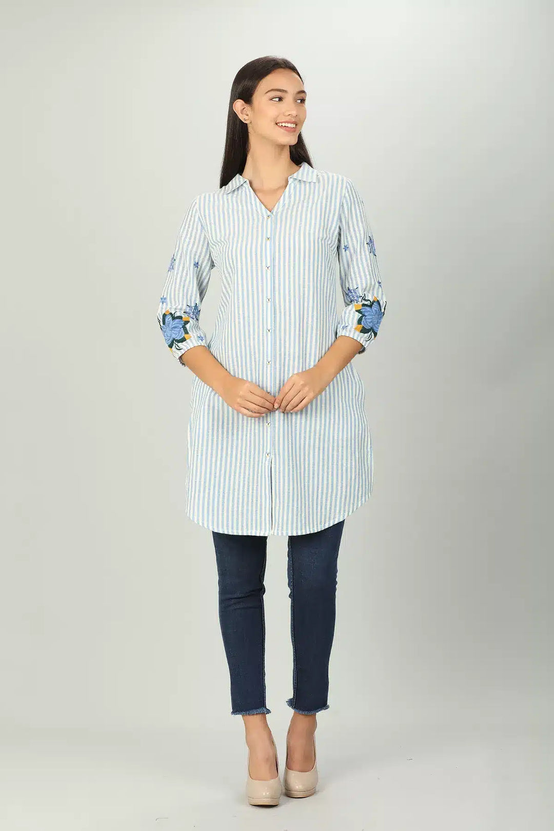 Blue and White Stripe Shirt